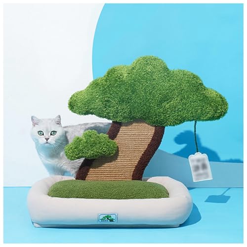 SJWJWOO Katzenbett Waschbar mit Natursisalturm Kratzpfosten, Kleiner Kratzbaum Für Katzen Anti-Rutsch, abnehmbares gepolstertes Kissen, Katzenbaum Klein,A2(65×60×45CM) von SJWJWOO