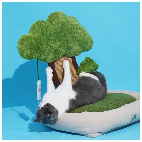 SJWJWOO Katzenbett mit Kratzbrett und Spielball, Katzenbetten für Katzen oder kleine Hunde, Kratzbaum Katze,A2(65×60×45CM) von SJWJWOO