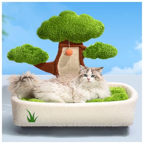 SJWJWOO Katzenbett mit Natursisalturm Kratzpfosten, Katzenkissen Flauschig mit abnehmbarem Kissen waschbares, Katzenkratzbaum,B2(60×63×43CM) von SJWJWOO