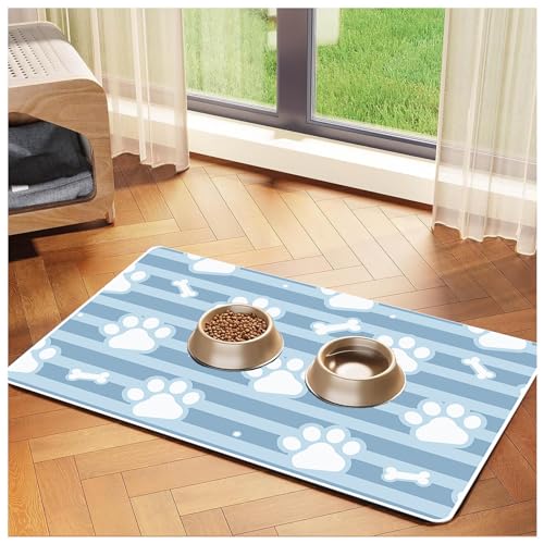 SJWJWOO Matte für Katzenfutter und Wassernäpfe, für Futter und Wasser, schnell trocknend, Gummi, leicht zu reinigen und keine Flecken, Hunde-Platzset für Hund und Katze, A-50 x 80 cm von SJWJWOO