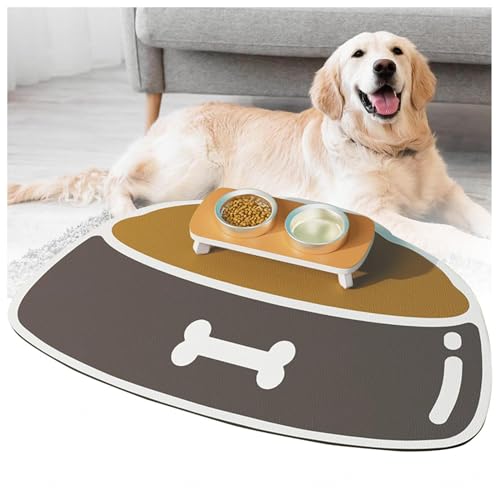 Wassernapf-Matte für Hunde, mit wasserdichter Gummi-Rückseite, keine Flecken, schnell trocknende Hundematte für Futter und Wasser, für Hund und Katze, Braun, 50 x 80 cm von SJWJWOO