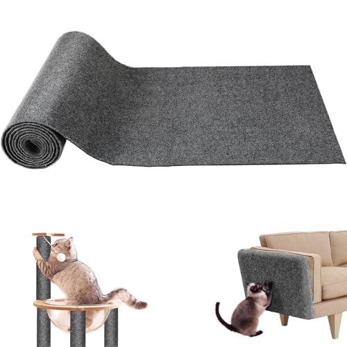 Selbstklebend Kratzmatte Katze，200cmx30cm Zuschneidbare Kratzmatte Katze，Katzen kratzschutz，für Sofamöbeltüren,um Katzenkratzern vorzubeugen und Teppiche und Wände zu schützen（Hellgrau） von SKENGWEL