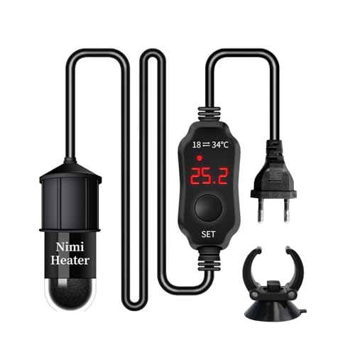 SKIKHN Aquarium Heizung,10W Mini Aquarium Heizstab mit LED-Anzeige, Temperatur Einstellbare Aquarium Heizer,Digital Aquariumheizer für 2-3L Fischtanks Schildkrötenbecken Salzwasser und Süßwasser von SKIKHN