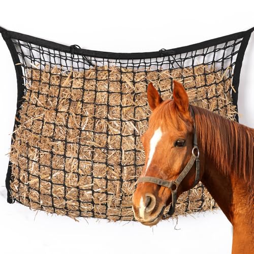 SKIKHN Heunetz für Pferde, Heusack für Pferde Groß 90 x 60cm,Maschenweite 3x3cm Heunetz Engmaschig für 4kg Heu,Futtersack,Hay Net Horse,Stroh Futternetz für Pferdes Ponys Ziegen Tiere (Schwarz) SKIKHN Heunetz für Pferde, Heusack für Pferde Groß 90 x 60cm,Maschenweite 3x3cm Heunetz Engmaschig für 4kg Heu,Futtersack,Hay Net Horse,Stroh Futternetz für Pferdes Ponys Ziegen Tiere (Schwarz) von SKIKHN