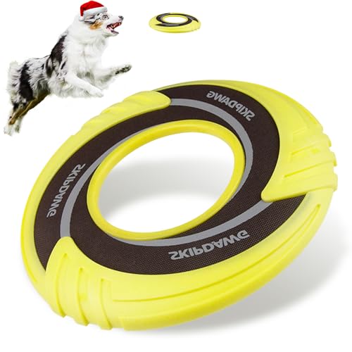 SKIPDAWG Hunde-Frisbee-Zerrspielzeug, fliegende Scheibe Hundespielzeug, leichtes TPR/Nylongewebe, Haustier-Trainingsspielzeug/Outdoor-Trainingsspielzeug für Hunde, Durchmesser 22.9 cm von SKIPDAWG