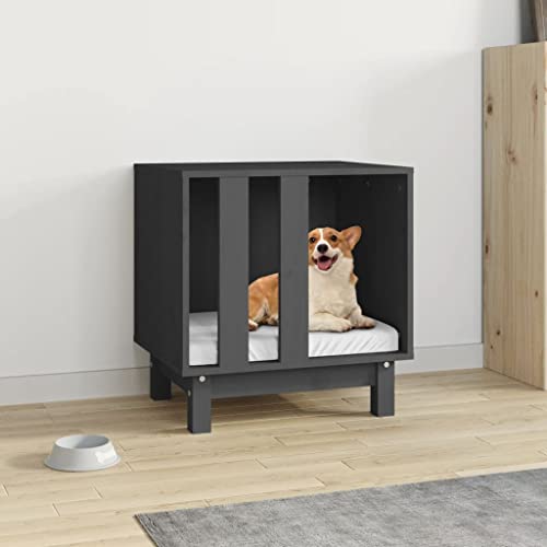 SKM Hundehütte Grau 50x40x52 cm Massivholz Kiefer, Weight: 7.4 kg, 822473 von SKM