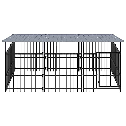 SKM Outdoor-Haustierbedarf mit Dach Stahl 5,63 m², Weight: 76.45 kg, 3124608 von SKM