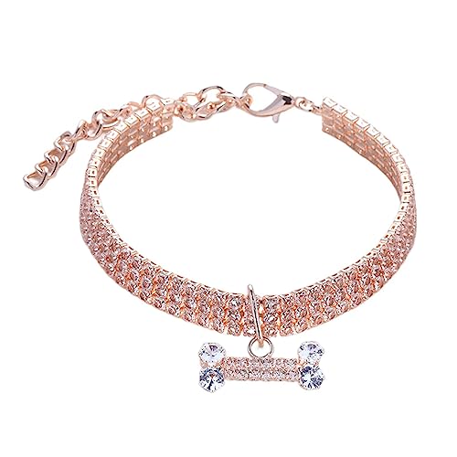 Hundehalsband - Verstellbares Haustierhalsband mit glitzerndem Strass-Knochenschmuck | Kleine Haustier-Halskette, Schmuck für kleine Hunde, Mädchen, Hündinnen, kleine Hunde, Welpen Skuda von SKUDA