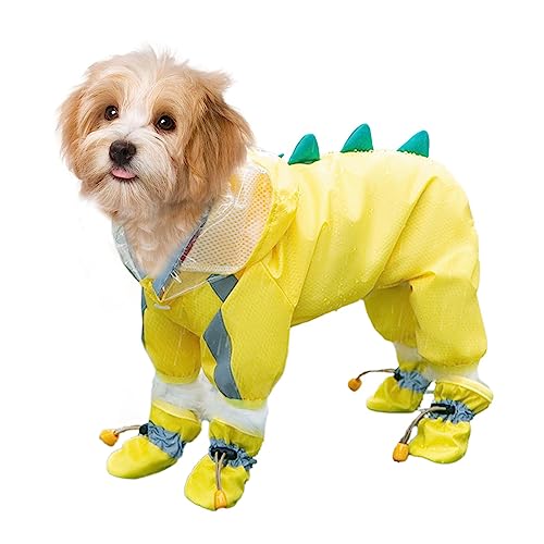 Regenmantel für Hunde | Regenjacke für vierbeinige Hunde mit transparenter Kapuze,Wasserdichter, verstellbarer Nacht-Poncho mit reflektierenden Streifen für Hunde, Katzen, Welpen, Haustiere, Skuda von SKUDA