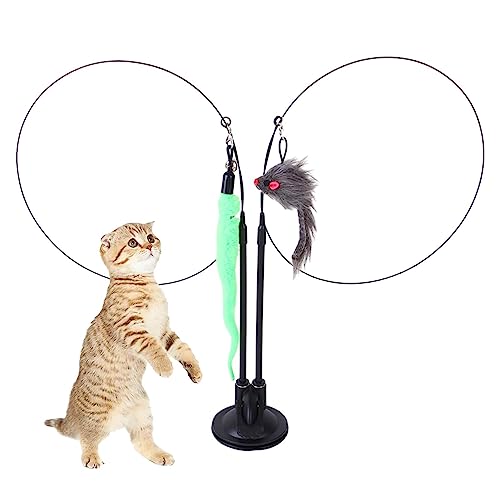 SKUDA Katzen-Teaser-Zauberstab-Spielzeug,Interaktiver Catcher-Teaser für Spaß und Bewegung | Bissfester und lustiger Catcher Teaser Kitten Toys Teaser Zauberstab für Kätzchen-Übungsspielzeug von SKUDA