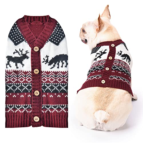 SKXEO Weihnachtlicher Hundepullover mit Schneeflocken-Rentier-Muster – weicher, klassischer Haustierpullover, warme Katzen- und Hundebekleidung, Strickwaren, Haustier-Winterkleidung, Weihnachtsoutfits von SKXEO