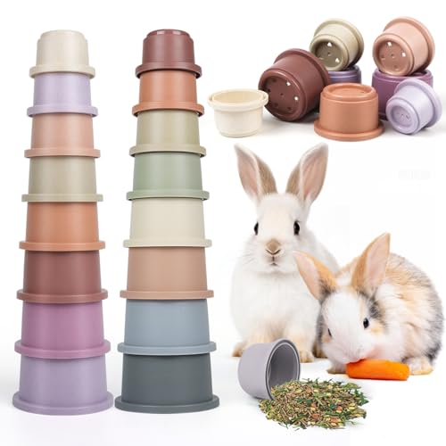 SKYWHALE Stapelbecher für Kaninchen, mehrfarbiges Hasenspielzeug, stapelbares Kaninchen-Spielzeug für Kleintiere, Chinchilla, Meerschweinchen, Anreicherungsspielzeug zum Verstecken von Futter und von SKYWHALE