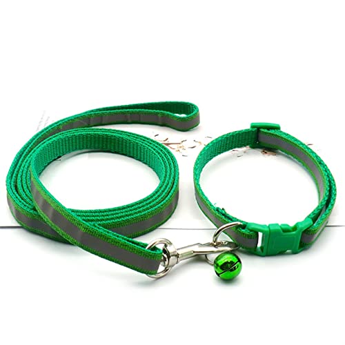 SLAHAJ Hundeleine Hundeleine zum Trainieren Reflektierende Haustierleine, Kätzchen und Hundehalsband, verstellbares Laufseil-Set, Haustierzubehör(Green) von SLAHAJ