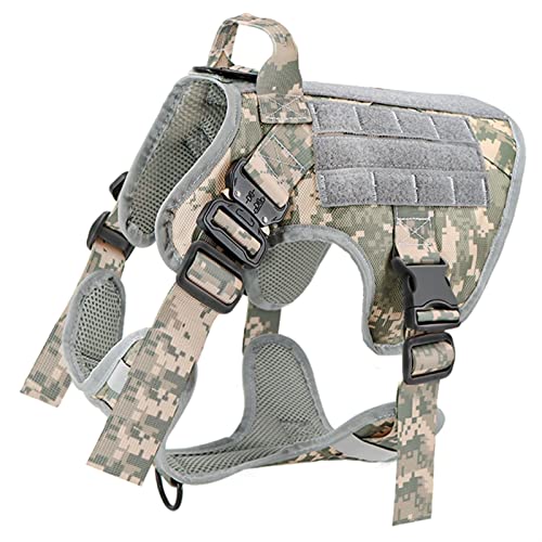 SLAHAJ Hundeleine Hundeleine zum Trainieren Taktisches Hundegeschirr und Leine Set Metallschnalle Große Hundeweste Haustiergeschirr(ACU Harness,XL) von SLAHAJ