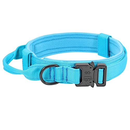 SLAHAJ Hundeleine Hundeleine zum Trainieren Taktisches Hundehalsband-Leine-Set, verstellbar, militärisches Haustier-Halsband, Bungee-Leine, mittelgroßer Hund(Blue,L) von SLAHAJ