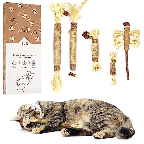 Katzenminze Spielzeug, katzenminze Sticks für Katzen, matatabi Stick Katzen Sticks, kauholz Katze Catnip Sticks, Katzenminze Zähne Reinigung Dental Katzenspielzeug (5pcs) von SLE