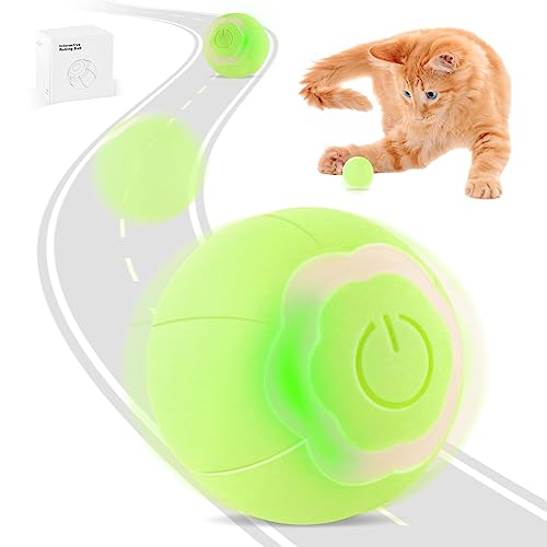 SLE Interaktives Katzenspielzeug Elektrisch Kugel für Indoor-Katzen，Katzenspielzeug 360-Grad-Ball Intelligentes Selbstdrehender mit LED Licht für Katzen und Kätzchen (Green) von SLE