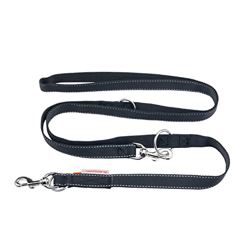 SLEDWORK® Fun-Leash Premium Hundeleine (2,5m Länge) mit reflektierenden Streifen dreifach verstellbar robuste Multifunktionsleine für mittelgroße und große Hunde von SLEDWORK