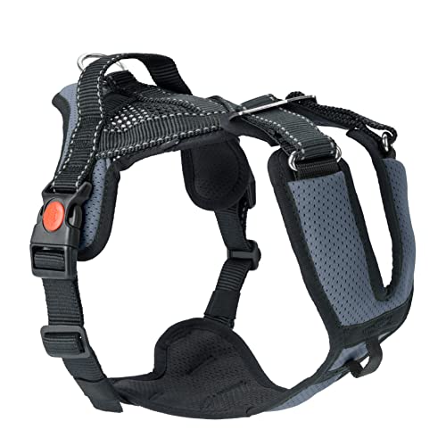 SLEDWORK® Hundegeschirr Brustgeschirr Mountain Pro Harness robust verstellbar atmungsaktiv schnell trocknend reflektierend sportiv für mittlgroße und große Hunde (anthrazit, M) von SLEDWORK