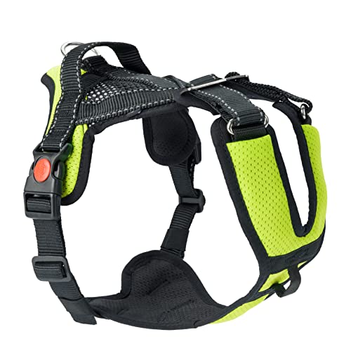 SLEDWORK® Hundegeschirr Brustgeschirr Mountain Pro Harness robust verstellbar atmungsaktiv schnell trocknend reflektierend sportiv für mittlgroße und große Hunde (neon-gelb, M) von SLEDWORK