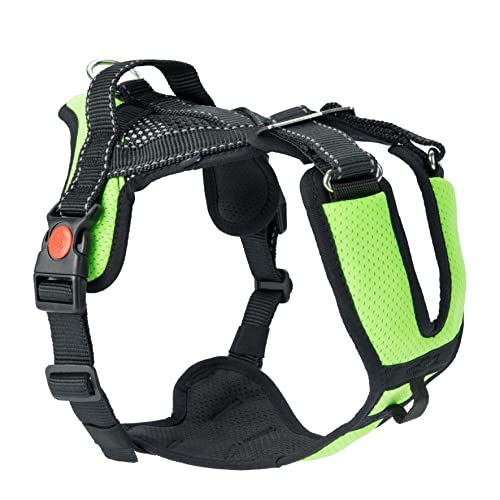 SLEDWORK® Hundegeschirr Brustgeschirr Mountain Pro Harness robust verstellbar atmungsaktiv schnell trocknend reflektierend sportiv für mittlgroße und große Hunde (neon-grün, S) von SLEDWORK