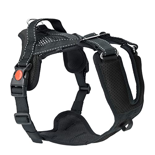 SLEDWORK® Hundegeschirr Brustgeschirr Mountain Pro Harness robust verstellbar atmungsaktiv schnell trocknend reflektierend sportiv für mittlgroße und große Hunde (schwarz, M) von SLEDWORK