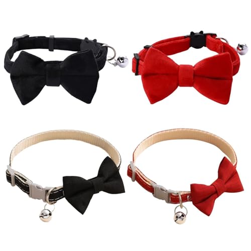 SLEEKEE 4 Stück Schleifen-Glockenhalsband, Haustierhalsband, Verstellbares Halsband, Haustier-Verbandzubehör, Süßes Katzenhalsband SLEEKEE 4 Stück Schleifen-Glockenhalsband, Haustierhalsband, Verstellbares Halsband, Haustier-Verbandzubehör, Süßes Katzenhalsband von SLEEKEE
