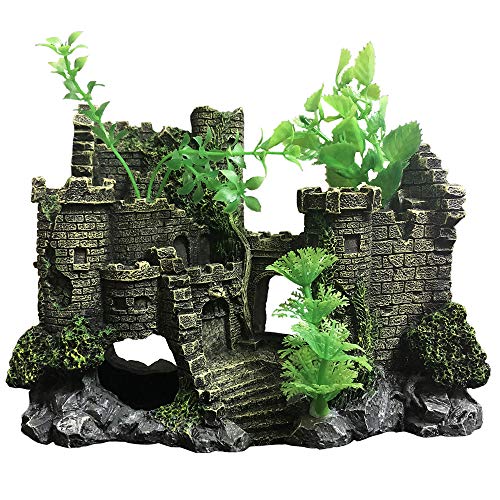 SLOCME Aquarium-Dekoration, mittelalterliche Harzschloss, Aquarium-Landschaft Ornament, Schlossunterstand für Aquarien, Dekorationen von Betta Fischversteck von SLOCME