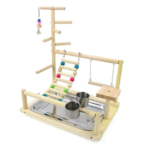 Hotsale Vogelschaukel Spielzeug Holz Papagei Sitzstange Ständer Spielplatz mit Kauperlen Käfig Spielplatz Vogel Schaukel Spielzeug Holz Papagei Sitzstange von SLTEC