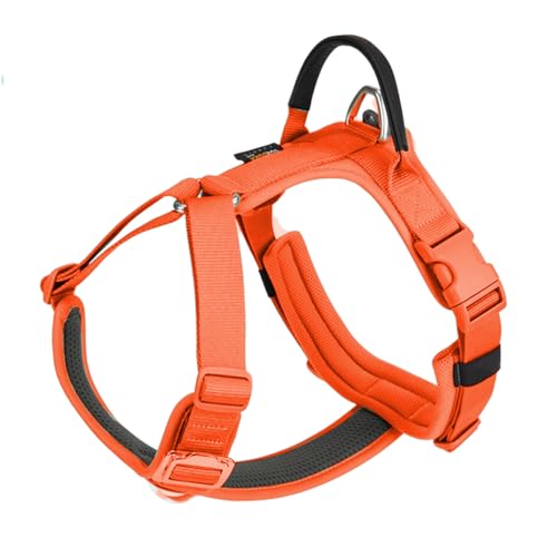 SMALL COMBINATION Hundegeschirr, ausbruchsicher, verstellbare Weste mit strapazierfähigem Griff, Hundegeschirr für Outdoor-Training, Spazierengehen, Grün, M (Orange, XL) von SMALL COMBINATION