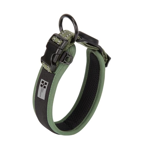 SMALL COMBINATION Verstellbares Hundehalsband, Türkis und Schwarz, 24–38 cm (Schwarz & Armeegrün, M) von SMALL COMBINATION