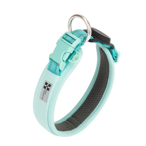 SMALL COMBINATION Verstellbares Hundehalsband für Haustiere, Türkis und Schwarz, 24-38 cm (Aqua Green, L) von SMALL COMBINATION