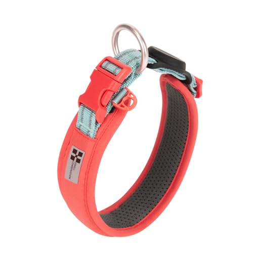 SMALL COMBINATION Verstellbares Hundehalsband für Haustiere, Türkis und Schwarz, 24-38 cm (Wassermelonenrot, L) von SMALL COMBINATION