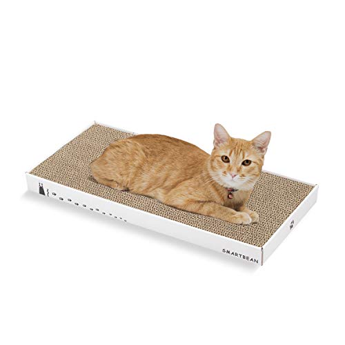 Kratzbaum aus Pappe: Smartbean Kratzmatte für Katzen, Kratzbaum mit strapazierfähigem und hochdichtem Karton, Innenspielzeug für Katzen, doppelseitiges Design für Doppelleben (41,9 x 20,1 x 3 cm) von SMARTBEAN