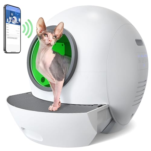 Automatische Katzentoilette, großes Fassungsvermögen, offenes Design für mehrere Katzen, selbstreinigend, Violett von SMARTELF