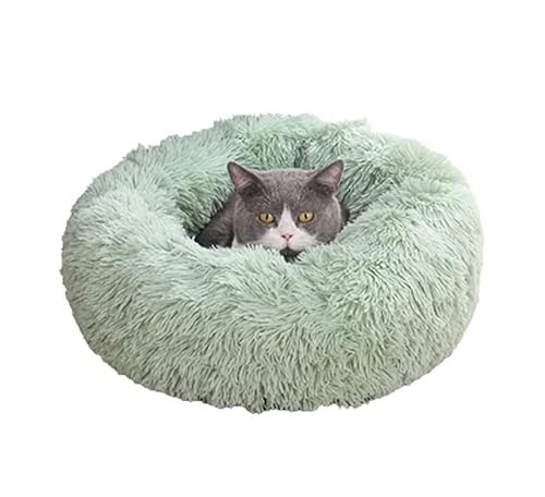 SMBAOFUL Haustiernest, Hundebett, Katzenbett, Haustierbett, Donut-Kuscheltier, rundes Kätzchenbett für Hunde mit flauschigem Flausch (Grün 40 cm) von SMBAOFUL