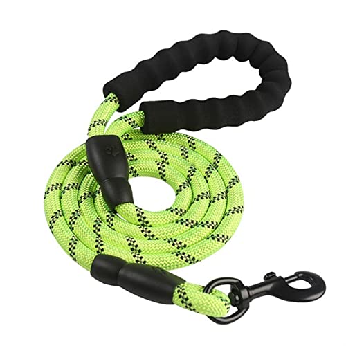 SMBAOFUL Hundeleine, 2 m/3 m/5 m, große Hundeleine, rund, Nylon, 1,2 cm im Durchmesser, reflektierendes Seil, für Spaziergänge mit dem Hund, Hundeleine (Farbe: Grün, Größe: 1,2 cm x 200 cm) von SMBAOFUL