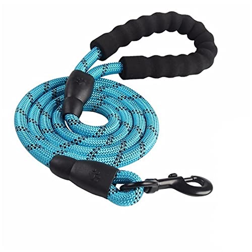 SMBAOFUL Hundeleine, 2 m/3 m/5 m, große Hundeleine, rund, Nylon, 1,2 cm im Durchmesser, reflektierendes Seil, für Spaziergänge mit dem Hund, Hundeleine (Farbe: Hellblau, Größe: 1,2 cm x 300 cm) von SMBAOFUL