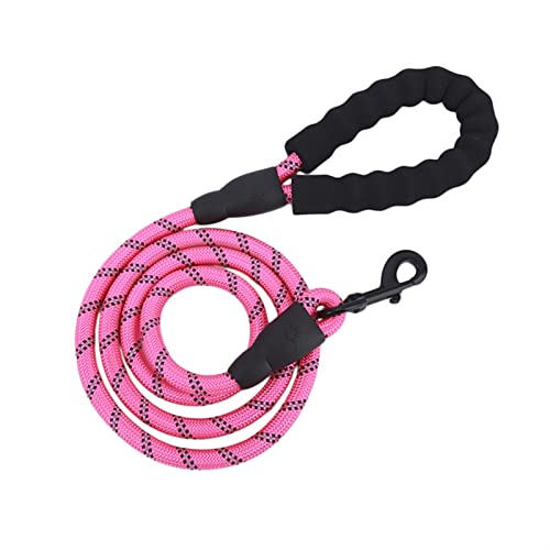 SMBAOFUL Hundeleine, 2 m/3 m/5 m, große Hundeleine, rund, Nylon, 1,2 cm im Durchmesser, reflektierendes Seil, für Spaziergänge mit dem Hund, Hundeleine (Farbe: Rosa, Größe: 1,2 cm x 150 cm) von SMBAOFUL