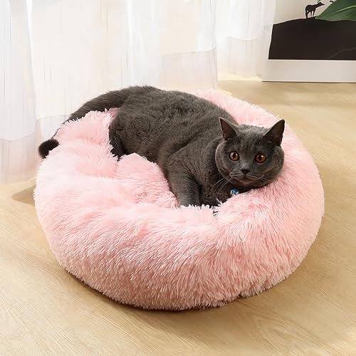 SMBAOFUL Orthopädische Hundesofabetten für große Hunde, Flauschige Hundebetten, Hundebett mittelgroßer Hund, übergroßes Couch-Design, maschinenwaschbarer Plüsch (Pink 70 cm) von SMBAOFUL