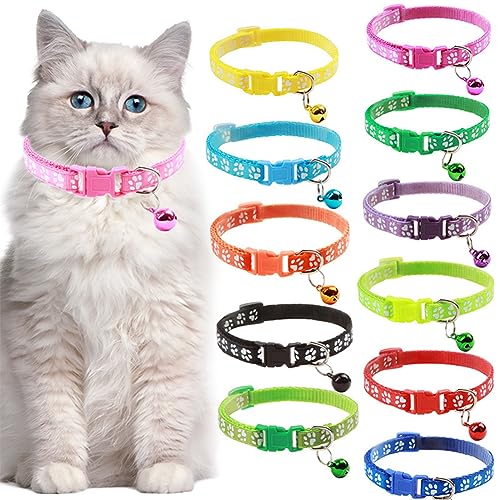 Sichere Katzen halsbänder Schnellverschluss, Kätzchen Halsband mit Glocken, einstellbar 19-32 cm / 7.5-12.5 Zoll, Geeignet für die meisten Katzen (A, 5 zufällige Farbe) von SMDARROY