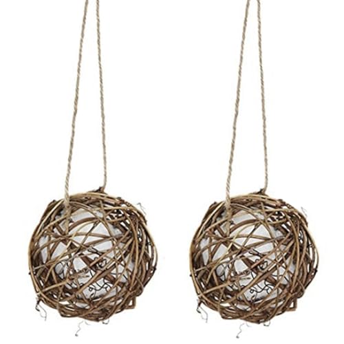 Hummingbird Nest 2pcs Hummingbird Nistkugel mit hängendes Seil und Haken Rattan Hummingbird Nistmaterial mit natürlicher Baumwolle für Vogelbeobachtung gefüllt von SMELEYOU