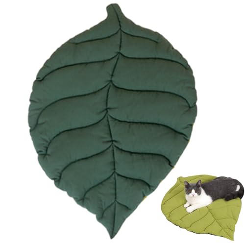 SMELEYOU Blatt Katzenbett Winter doppelseitige Blätter geformte Katzenmatte weich warm warmes flach flaches Katzenbett PP Baumwollfüllung Haustiermatte für Winter Hundekatze Supplies Baumblatt von SMELEYOU