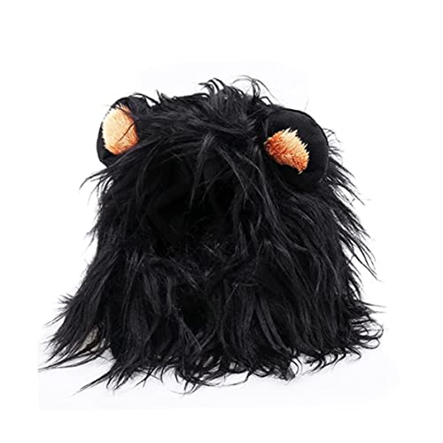 SMELEYOU Cat Halloween Kostüme Katzenmähne Perücken mit Ohren verleumdet Mähne Kostüm für Katzen und kleine Hunde lustige Haustierkostüme für Halloween-Weihnachtsfotografien Schwarze S von SMELEYOU