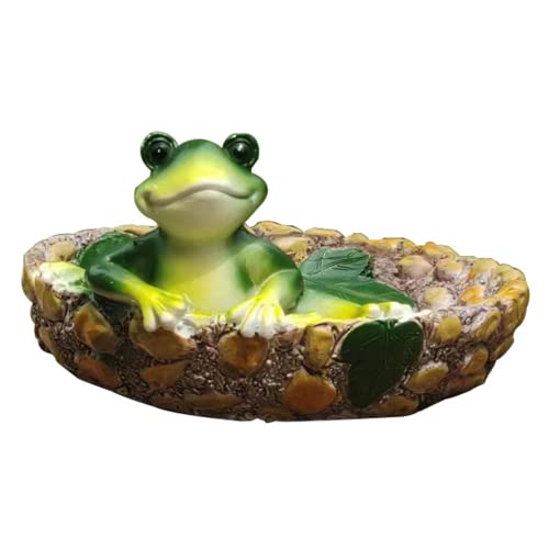 SMELEYOU Statuen, Vogelbad Harz Frosch Dekorative Vogelbad Schüssel 5,3 Zoll Vogel Wasser Feeder Pool Garten Frosch Ornament Outdoor Yard Dekorationen von SMELEYOU