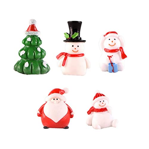 SMELEYOU Weihnachtsdekoration Fischtank Orament 5pcs Weihnachtsbaum Santa Santa Snowman Figur Harz Statue Wasserhöhle von SMELEYOU