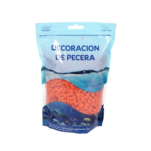 SMELL & SMILE Aquarienkies, Naturstein, dekorativ für Süß- und Meerwasseraquarien, natürliches Substrat für Hintergrunddekoration, 1 kg (Orange, 4-6 mm) von SMELL & SMILE