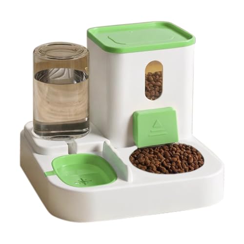 Spenderset für Katzen und Hunde, Wasserspender für Haustiere, Tränke und Futternapf, Futter- und Wasserspender, 2 Stück (KIT3473VERDE) von SMELL & SMILE