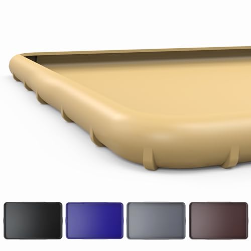 SMILOOL Silikon-Futtermatte mit erhöhtem Rand, 48,3 x 30,5 x 2 cm, für Futter und Wasser, Haustier-Tischset für Böden, wasserdicht, Beige von SMILOOL