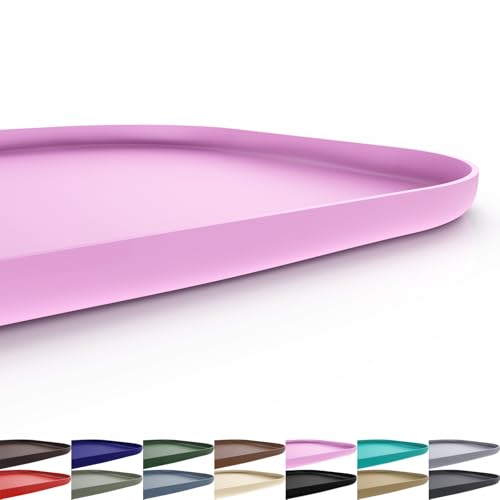 SMILOOL Silikon-Haustier-Futtermatte mit erhöhtem Rand, Futternapf-Matten für Futter und Wasser, Haustier-Tischset für Böden, wasserdicht, 55,9 x 35,6 x 2 cm, Rosa von SMILOOL